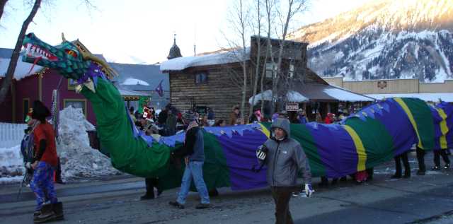 Forty-foot Mardi Gras dragon