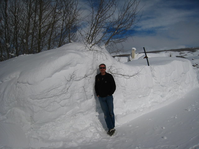 Our driveway with 8 foot snowbanks.