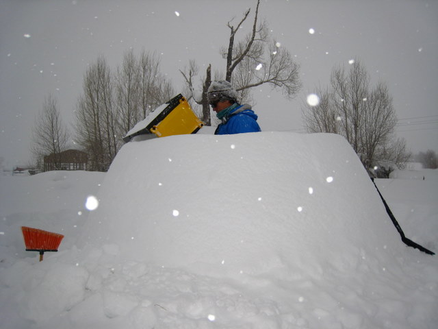 Peggy working on igloo layer four