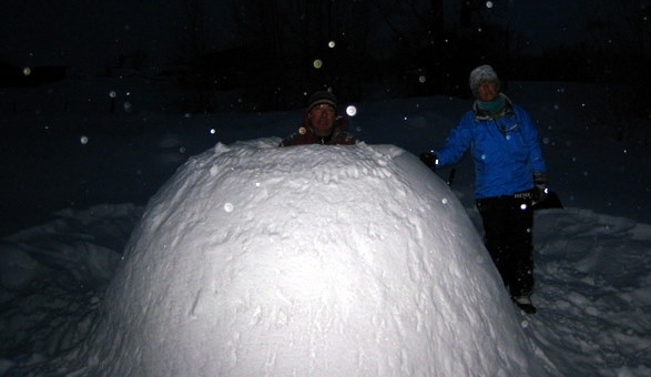 Igloo just before the last block caps the roof